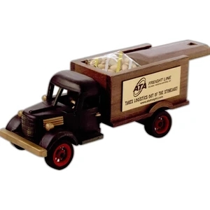 Imported Empty Wooden 12 1/4" X 4 1/2" X 5" Sliding Lid Truck Collectible