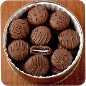 Chocolate Covered Cookies In 6 11/16" X 1 13/16" Round Custom Tin; 14 Oz