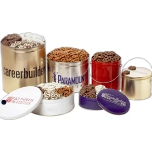 Chocolate Or Drizzle Or Yogurt Pretzels In A 7 3/16" X 2 5/8" Round Tin