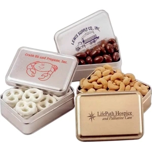 Deluxe Mixed Nuts (no Peanuts) In Rectangle Shape Tin 8 Ounces Net Weight