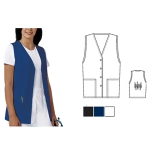 Scrub Vest With Button Front Styling And Two Roomy Patch Pockets, Blank