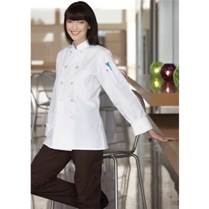 Napa - X S- X L - Women's Poly Cotton Twill Chef Coat With Flared Bottom And Side Slits. Blank