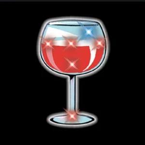Printed Wine Glass Pin Flashers With Military Clutch, 60 Day Production