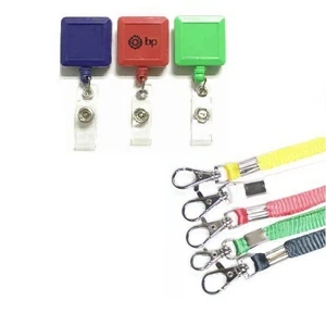 Custom Logo Square retractable badge holder with lanyard