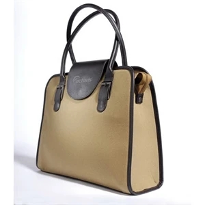 Hamilton - Printed - Tan Waterproof Canvas Computer Tote Accented With Brown Trim For A Classic Look