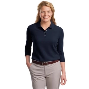 Ezcotton (tm) Port Authority (r) - 4 X L - Ladies' Cotton Pique Polo Shirt 3/4 Sleeve