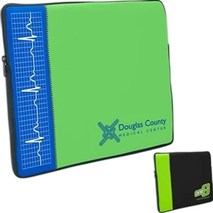 Two-tone Laptop Sleeve With Solid-color Front Accent Panel, 12.4" X 14.6" X 1.25"