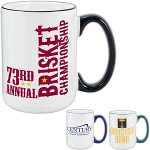 El Grande (tm) Heartland (tm) - White With Black Trim, 15 Oz, Ceramic Mug