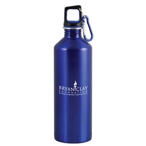 The Latitude - Blue - 26 Oz Stainless Steel Sport Bottle With Metal Carabiner And Rubber Lid