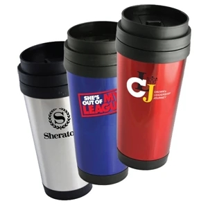 On-the-go - 16 Oz. Double Wall Stainless Steel Travel Tumbler With Plastic Lid