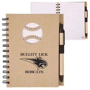 Ecoshapes (tm) - Recycled Hard Cover Notebook With Die Cut Baseball Cover Design