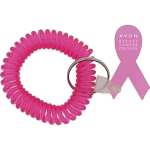 Ribbon Shape Back Cut Key Tag With Translucent Wrist Coil And Split Ring