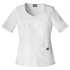 Cherokee - White - Sa4746 Cherokee Novelty V-neck Scrub Top - 15 Colors Available