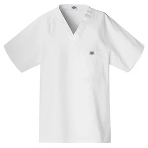 Cherokee - Dickies White - Sa816106 Dickies Men's Raglan Sleeve Scrub Top - 9 Colors Available