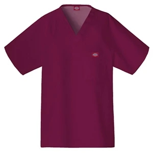 Cherokee - Wine - Sa816106 Dickies Men's Raglan Sleeve Scrub Top - 9 Colors Available