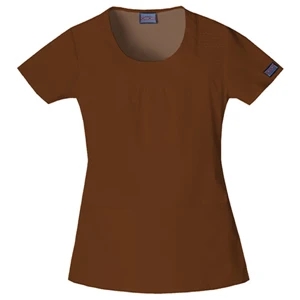 Cherokee - Chocolate - Sa4761 Cherokee "u" Shape Scrub Top - 9 Colors Available