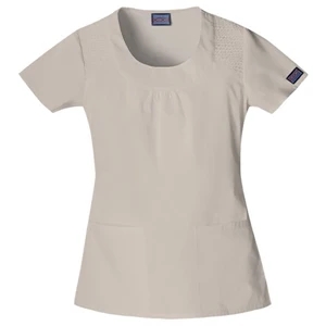 Cherokee - Khaki - Sa4761 Cherokee "u" Shape Scrub Top - 9 Colors Available
