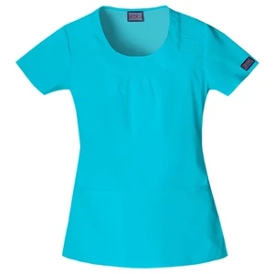Cherokee - Turquoise - Sa4761 Cherokee "u" Shape Scrub Top - 9 Colors Available