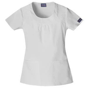 Cherokee - White - Sa4761 Cherokee "u" Shape Scrub Top - 9 Colors Available