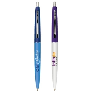 Clic (r) - Retractable Refillable Ballpoint Pen With Polished Nickel-plated Trim
