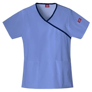 Dickies (r) - Ciel Blue - Sa815206 Mock Wrap Scrub Top #sa815206 - 15 Colors Available
