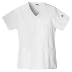 Dickies (r) - Dickies White - Sa815206 Mock Wrap Scrub Top #sa815206 - 15 Colors Available