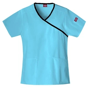 Dickies (r) - Icy Turquoise - Sa815206 Mock Wrap Scrub Top #sa815206 - 15 Colors Available