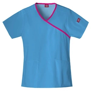 Dickies (r) - Malibu Blue - Sa815206 Mock Wrap Scrub Top #sa815206 - 15 Colors Available