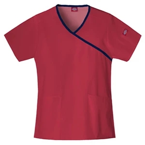 Dickies (r) - True Red - Sa815206 Mock Wrap Scrub Top #sa815206 - 15 Colors Available
