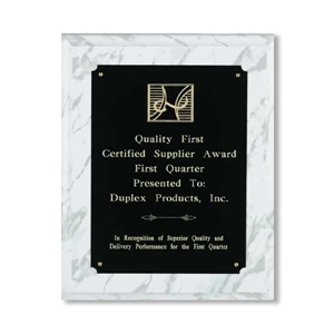 Professional Gallery - Brass - Wood With White Marble Finish Award With Black Brass Plate