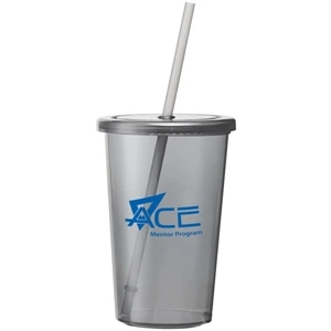 Sizzle - 16 Oz Bpa-free As Plastic, Single-wall Tumbler With Twist-on Lid And Matching Straw