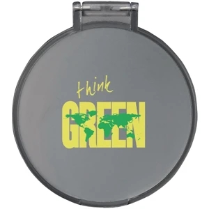 Glimmer - Plastic Round Mirror. Flip-top Cover Converts To Mirror Stand