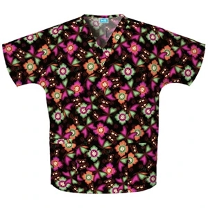Cherokee - Chasing Butterflies - Sa4700c 100% Cotton V-neck Print Scrub Top