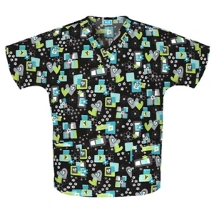 Cherokee - Amour More More - Sa4700c 100% Cotton V-neck Print Scrub Top