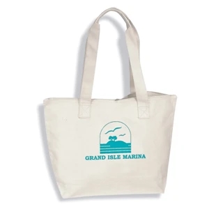 Embroidery - Medium Zippered Tote Bag With Top Zipper Closure And 26" Fabric Handles