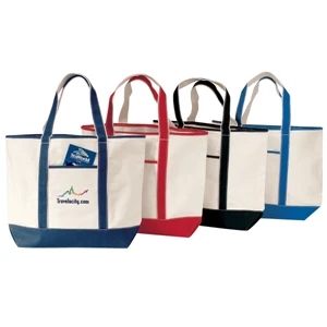 Silkscreen - Large Two-tone Boat Bag With Interior Zippered Pocket And 22" Carrying Handles