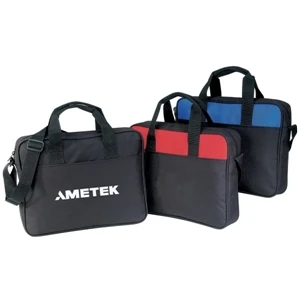 Embroidery - Two-tone Polyester Portfolio Bag With Handles And Adjustable Shoulder Strap