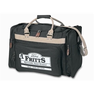 Embroidery - Travel Duffel Bag With U-shaped Top Lid, Bottom Stiffener And Front Pocket