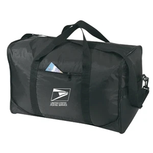 Embroidery - Fold-away Duffel Bag With Zippered Front Pockets, Handles And Straps