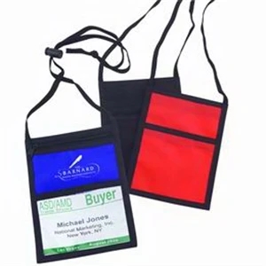 Neck Wallet - Nylon Neck Wallet With Zippered Main Compartment And Clear Pvc Pouch