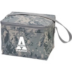Camo 6-pack Cooler - Six Pack Cooler With Insulated Zippered Main Compartment With Slide Front Pocket