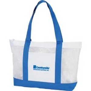 Mesh Zipper Boat Tote Bag Made Of Polyester And Nylon With Slide Front Pocket
