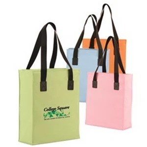 Polyester Shopping Tote Bag With Full Gusset, Black Webbed Hand/shoulder Straps