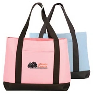 Polyester Boat Tote Bag With Black Trim And Slide Front Pocket. Clearance