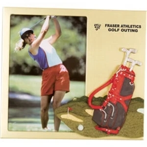 Sport Collection - Metal Frame With 3 Dimension Polyresin Golf Decoration, Pearl Gold Finish
