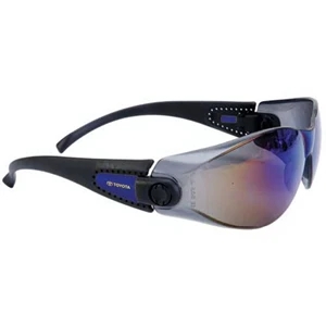 Provizgard - Blue Mirror Lens - Sporty Single-piece Lens, Black Frame Safety Glasses