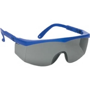 Gray Lens With Blue Frame - Large Single Lens Safety Glass With Ratchet Temples