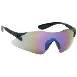 Blue Mirror Lens - Black Frame Styling Single-piece Lens Safety Glasses With Rubber Nose Piece