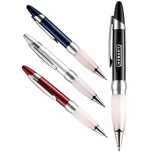 Twist Action Solid Brass Barrel Ballpoint Pen With Frosted Comfort Rubber Grip