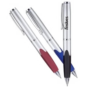 Twist Action Ballpoint Pen With Modern Style Barrel In Satin Silver Finish